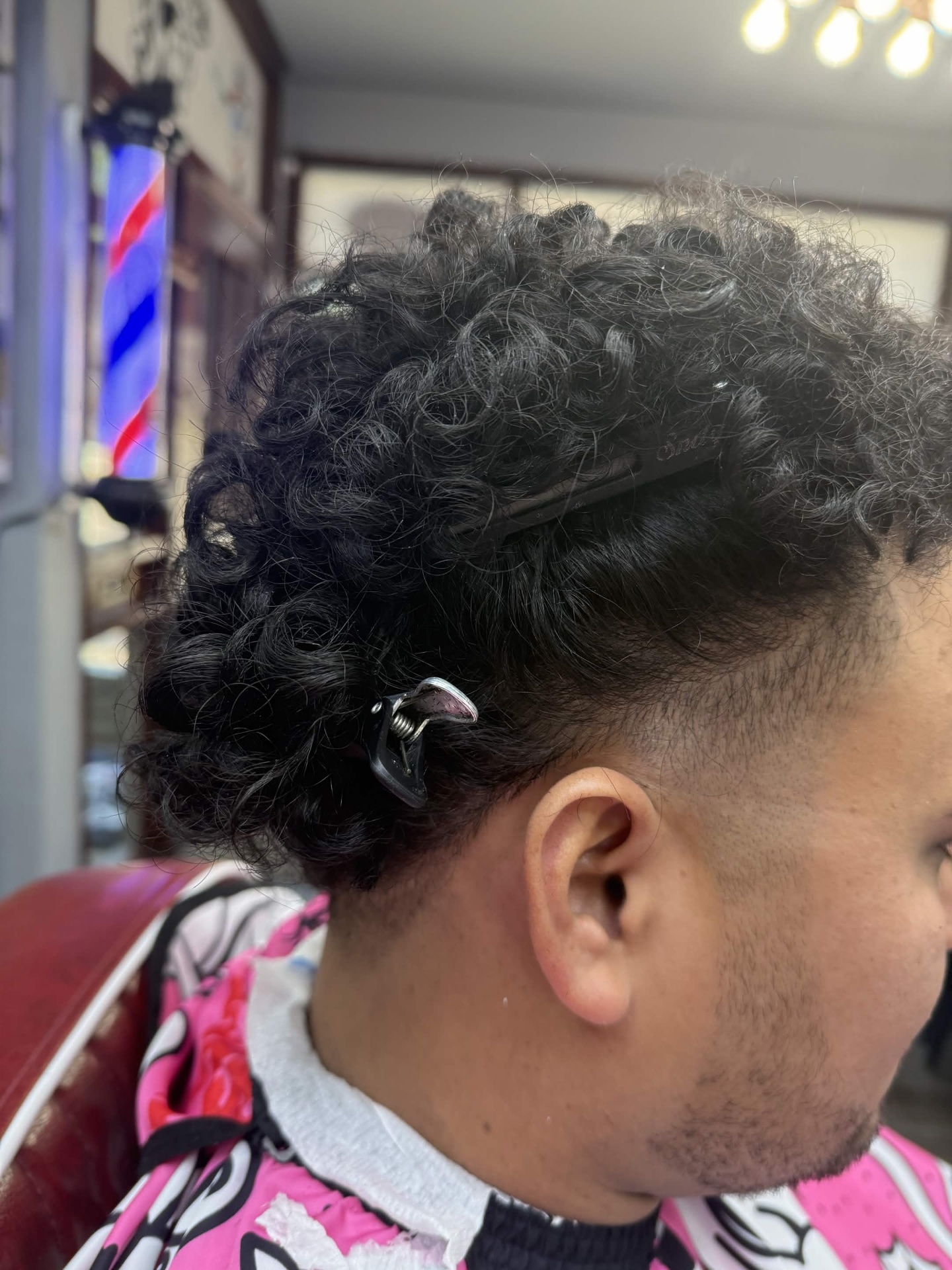 Curly top with low fade